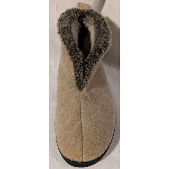 Acorn Slippers Booties Wool Faux Fur Lined Brown Tan Winter Cozy Womens Sz 8-9 - Picture 5 of 14